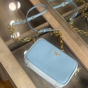 Prada Sky Blue and White Crossbody Bag